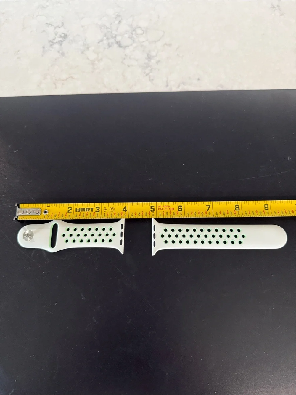 Apple Nike Sport Band in White with Mint Green Accents- S/M